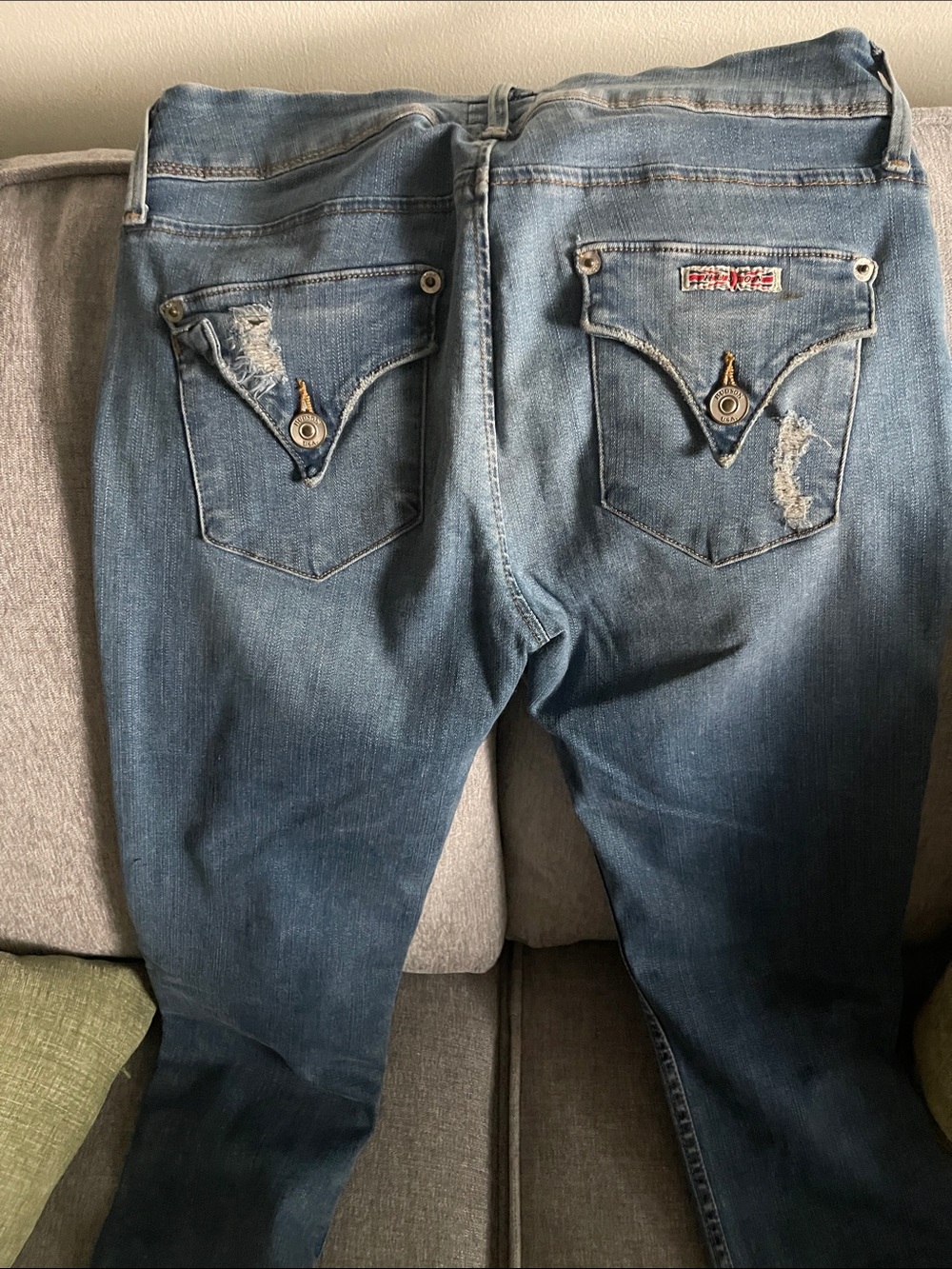 Hudson Jeans Light Blue Distressed Ankle Crop Jeans